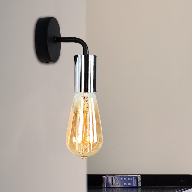 Frendorf | Messing/Koper Open Glühbirne Wandlamp met Gebogen Arm Industriële Stijl Metaal 1 Licht Nachtkastje Wandverlichting