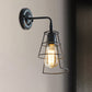 Frendorf | Vintage Style Conic Cage Wandlamp met Gebogen Arm 1 Licht Metaal Wandlamp in Zwart/Wit