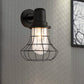 Frendorf | 1 Licht Draadframe Wandlamp Industrial Zwart Metaal Wandlamp met Binnenheldere Glazen Schaal voor Porche