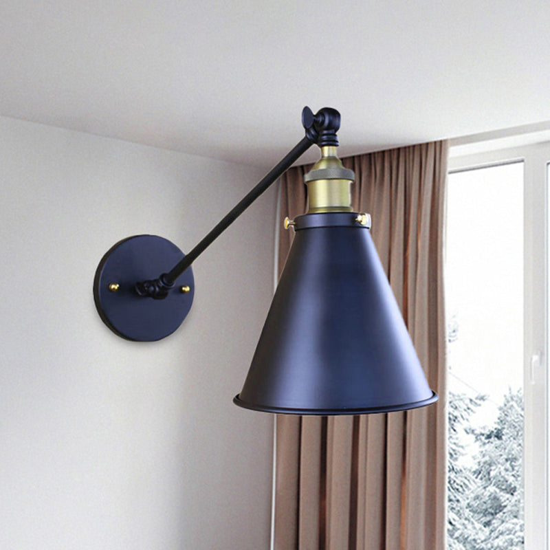 Frendorf | Schwarze Finish Kegelförmige Wandlampe Retro Stylisch Metall 1 Kopf Korridor Wandbeleuchtung, 2 Packs