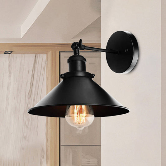 Frendorf | Metallic Conische Wandlamp Licht Loftstijl 1 Licht Woonkamer Verstelbare Wandmontage Licht in Zwart, 2 Pakketten