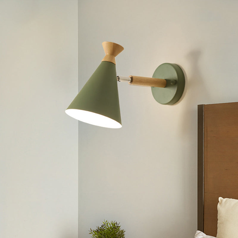 Metall Kegel Schirm Wandlampe Nordischer Stil Drehbar 1 Licht Nachttisch Leseleuchte in Blau/Grün/Grau/Weiß