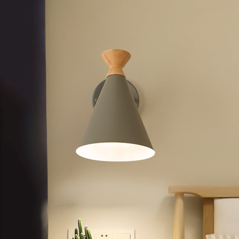 Metall Kegel Schirm Wandlampe Nordischer Stil Drehbar 1 Licht Nachttisch Leseleuchte in Blau/Grün/Grau/Weiß