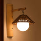 Frendorf | Bamboe Conen Wandmontage Licht Aziatische Stijl 1-Licht Bruine Wandlamp met Witte Glazen Bol Schaduw