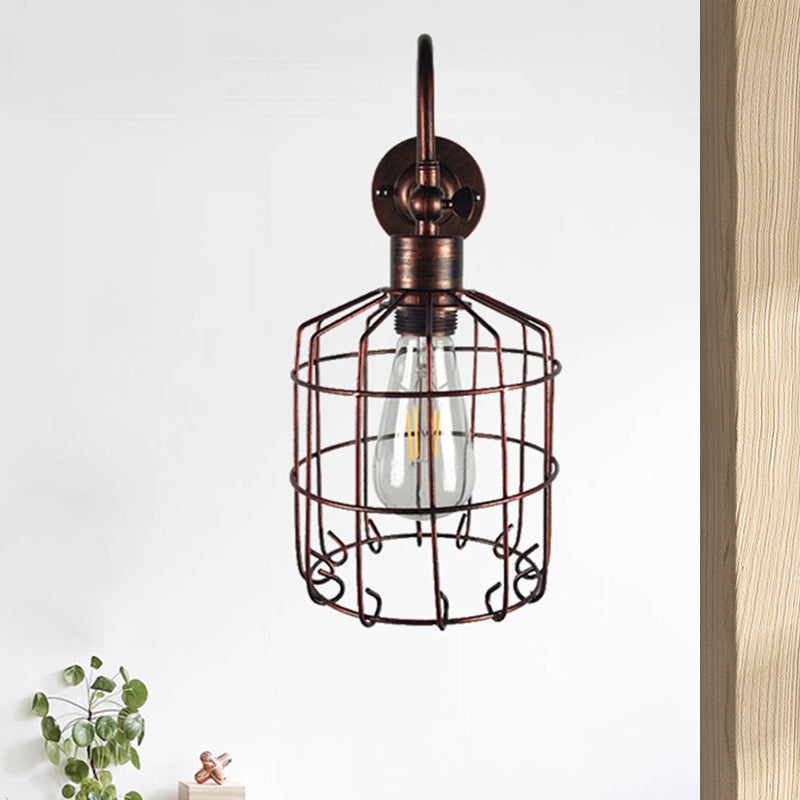Frendorf | Vogelkooi IJzeren Wandverlichting Rustiek Stijlvol 1 Licht Restaurant Mini Wandlamp Armatuur in Antiek Messing/Geleefd Koper