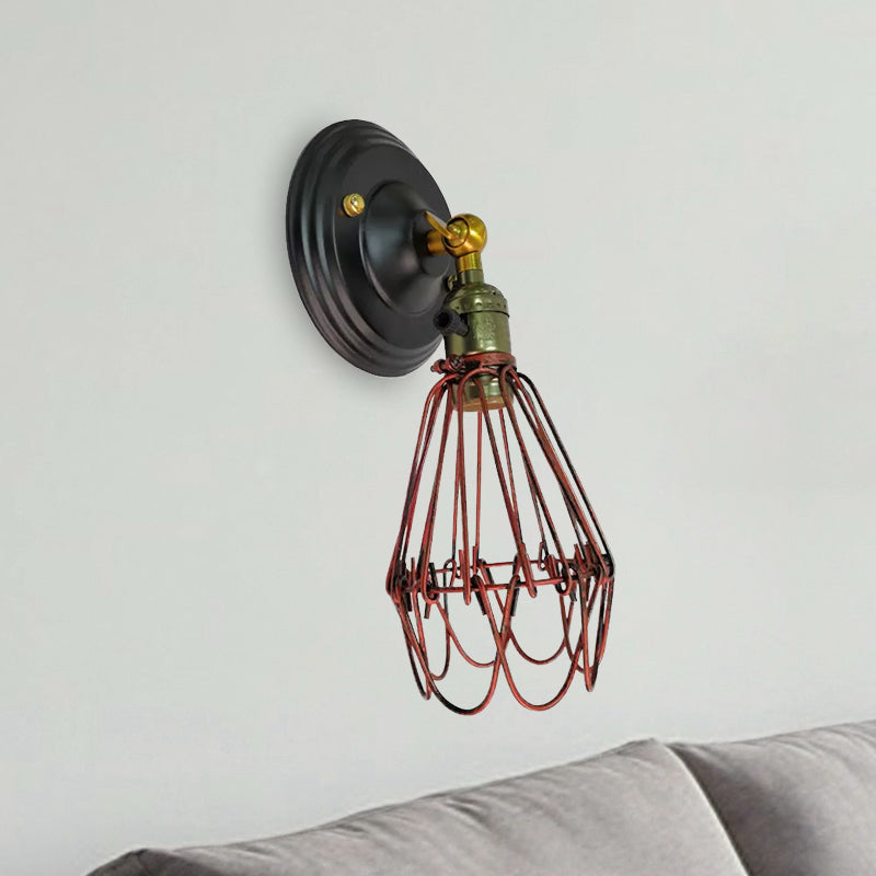 Frendorf | Gegoten ijzeren draadbescherming wandverlichting boerderij stijl 1 bol restaurant draaibare scone lamp in zwart/bronze