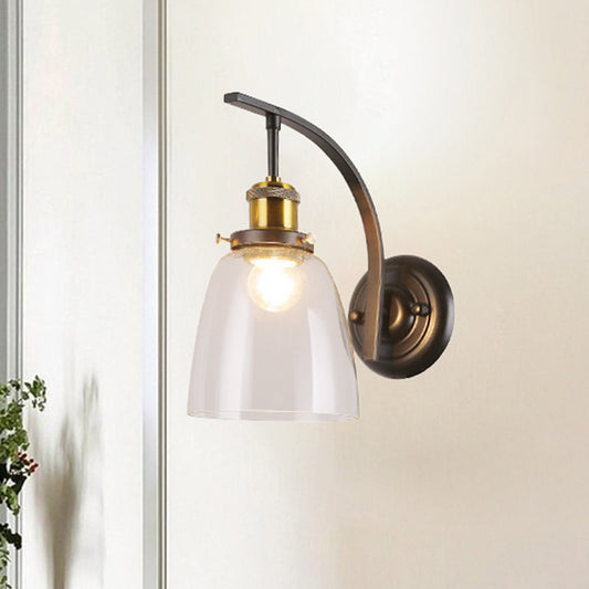 Frendorf | Eine Glühbirne Klarglas Wandleuchte Vintage Schwarze Kuppel Wohnzimmer Wandlampe
