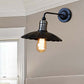 Frendorf | Vintage Stijl Scalloped Edge Wandlamp 9,5"/13" Dia 1 Licht Metallische Wandmontage Licht in Zwart voor Slaapkamer