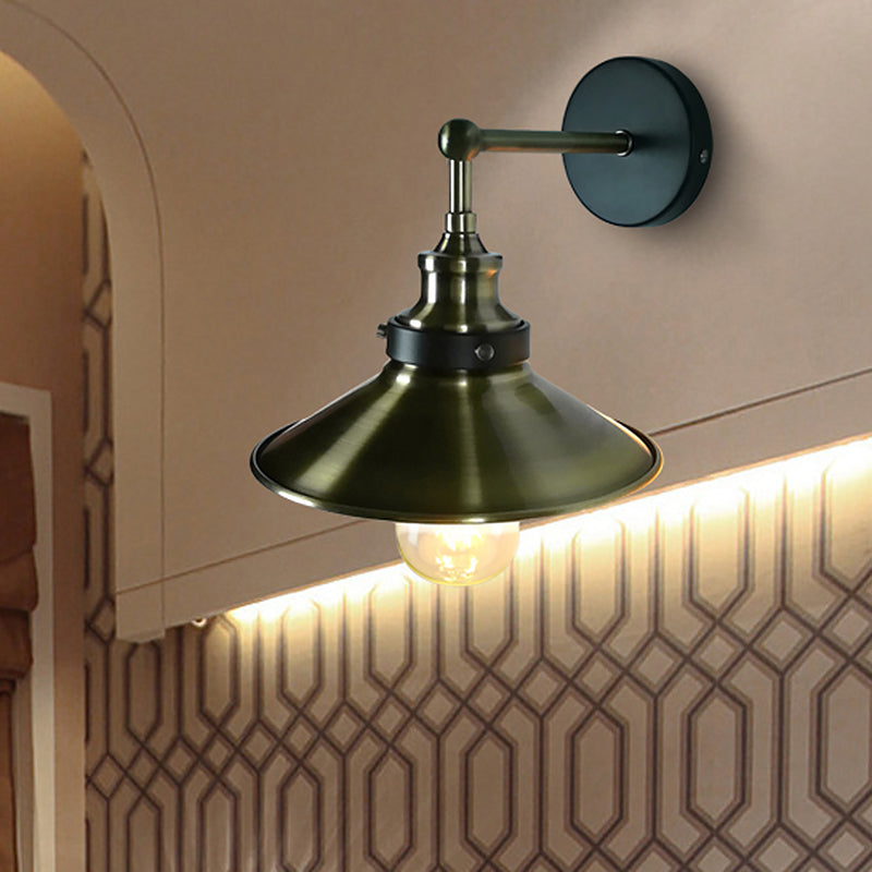Frendorf | Eisen Bronze Wandlamp Schirm Saucer Shade 1 Glühbirne Vintage Stilvolle Wandmontierte Lampe für Bauernhaus