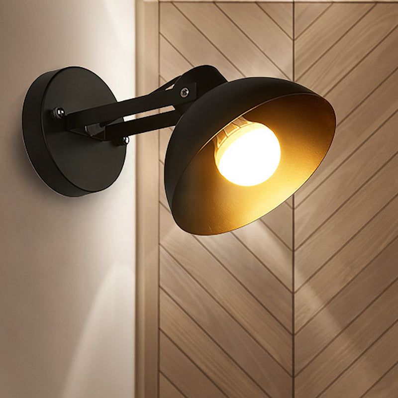 Frendorf | 1 Kopf Wandlicht Fixture mit Kuppel Shade Metall Industriellen Stil Innen Wandlampe in Schwarz