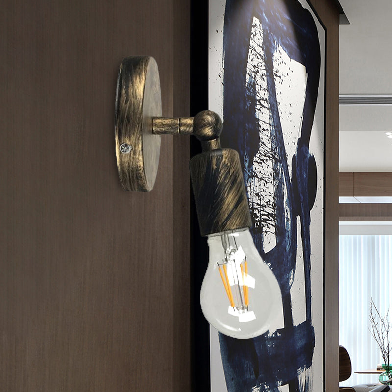 Frendorf | Georgian Mini Wandlamp met Open Peertje Rustieke Stijl 1 Hoofd Slaapkamer Verstelbare Wandverlichting in Antiek Messing / Verweerd Koper
