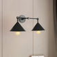 Frendorf | Industrielle Vintage Kegel Wandbeleuchtung 2 Lichter Metall Wandlampe Wandleuchte in Schwarz/Grau für Restaurant