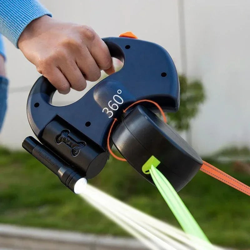 Frendorf | LumiLeash 2-in-1 Doppel-Hundeleine mit LED-Lampe & Kotbeutelhalter