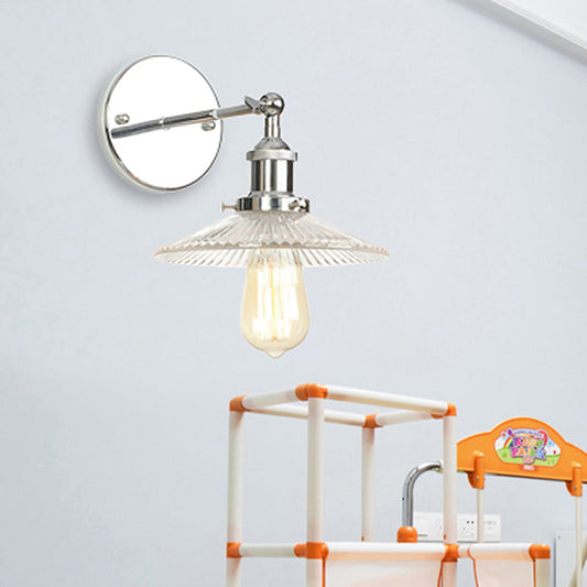 Frendorf | Kegelförmige klare prismatische Glas Wand lampe Industriell Einzelne Glühbirne Badezimmer Wandleuchte Licht in Chrom