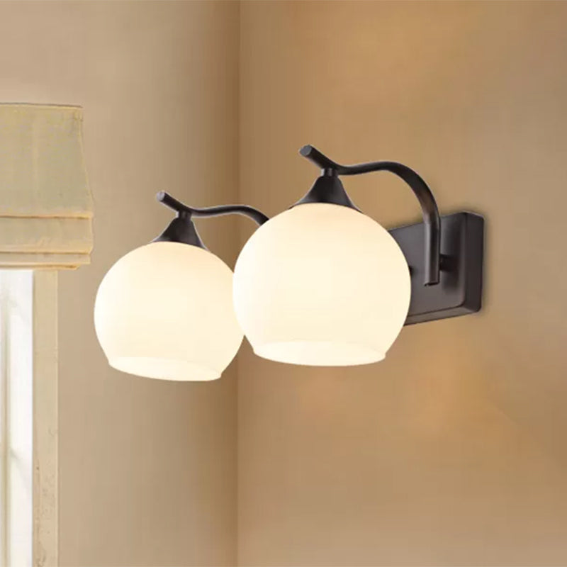 Frendorf | 2 Lichter Frosted Glas Wand Sconce Licht Industrie Schwarz Blase Wohnzimmer Beleuchtung Leuchte