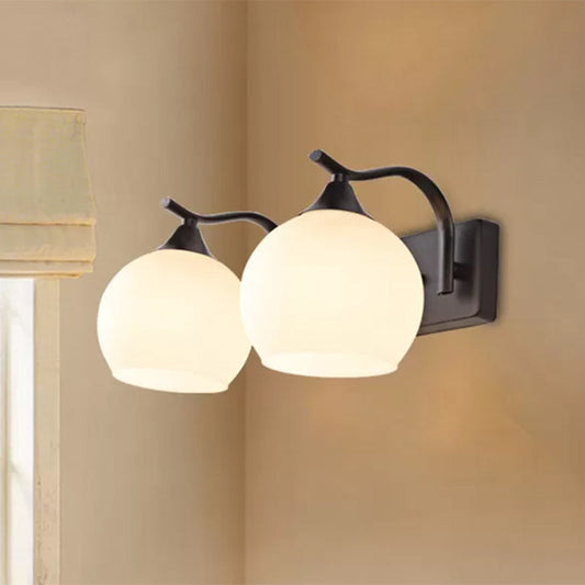 Frendorf | 2 Lichter Frosted Glas Wand Sconce Licht Industrie Schwarz Blase Wohnzimmer Beleuchtung Leuchte