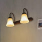 Frendorf | Frosted Textured Glass Zwarte Wand Sconces Verlichting Flared 2-Licht Industrieel Licht Armatuur