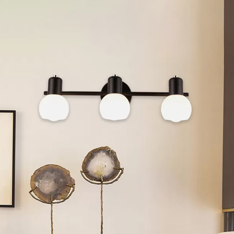 Frendorf | 3-Glühbirnen Wandbeleuchtung mit Blasenschirm Opalglas Modernes Badezimmer Lichtgerät in Schwarz/Weiß