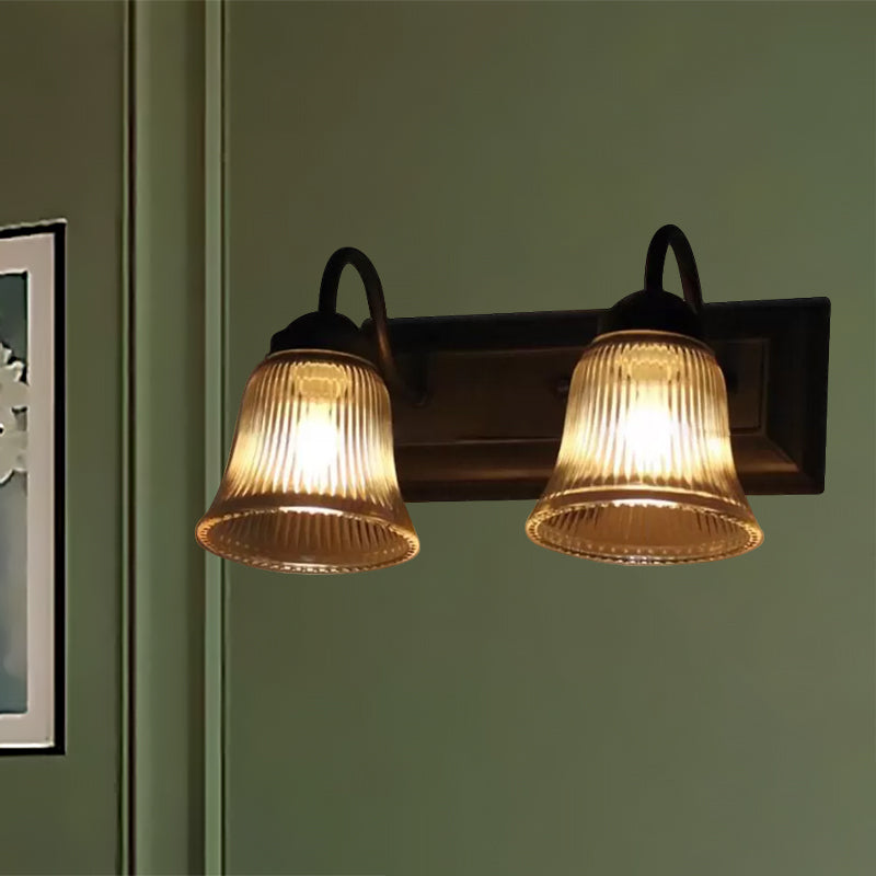 Frendorf | Bell Klare Textuur Glas Wandlamp Industrie Één Lamp Slaapkamer Sconcelicht in Zwart
