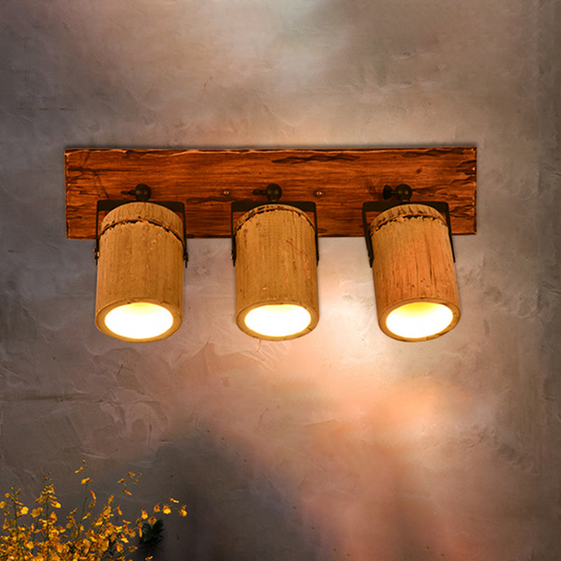 Frendorf | Houten Cilinder Wandlamp Rustiek Stijlvolle Muurlicht in Beige voor Bistro Restaurant
