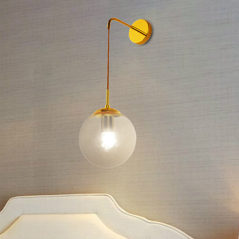 Frendorf | 1 Licht Globus Wandlamp Lichtarmatuur Industriel Amber Glas Wandlamp in Zwart/Brass voor Woonkamer