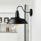 Frendorf | 1 Kopf Scheunen Wandleuchte Retro-Stil Schwarz-Finish Metall Wandlampe mit Stecker-Kabel für Esszimmer