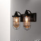 Frendorf | Industriële draadkooi wandverlichting 1/2-lamp heldere glazen wandlamp in zwart voor trap.