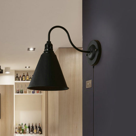 Frendorf | 1 Licht Geconfectioneerde Wandlamp met Stekkerkabel Industriële Zwarte Metalen Wandlamp voor Voordeur