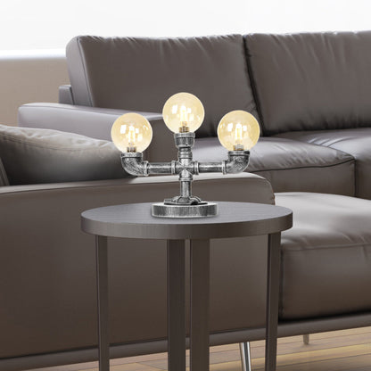 Antike Silber Globus Schirm Tischlampe Industriell Klar/Amber Glas 3/5-Licht Wohnzimmer Arbeitslampe