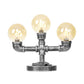 Antike Silber Globus Schirm Tischlampe Industriell Klar/Amber Glas 3/5-Licht Wohnzimmer Arbeitslampe
