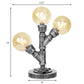 Antike Silber Globus Schirm Tischlampe Industriell Klar/Amber Glas 3/5-Licht Wohnzimmer Arbeitslampe