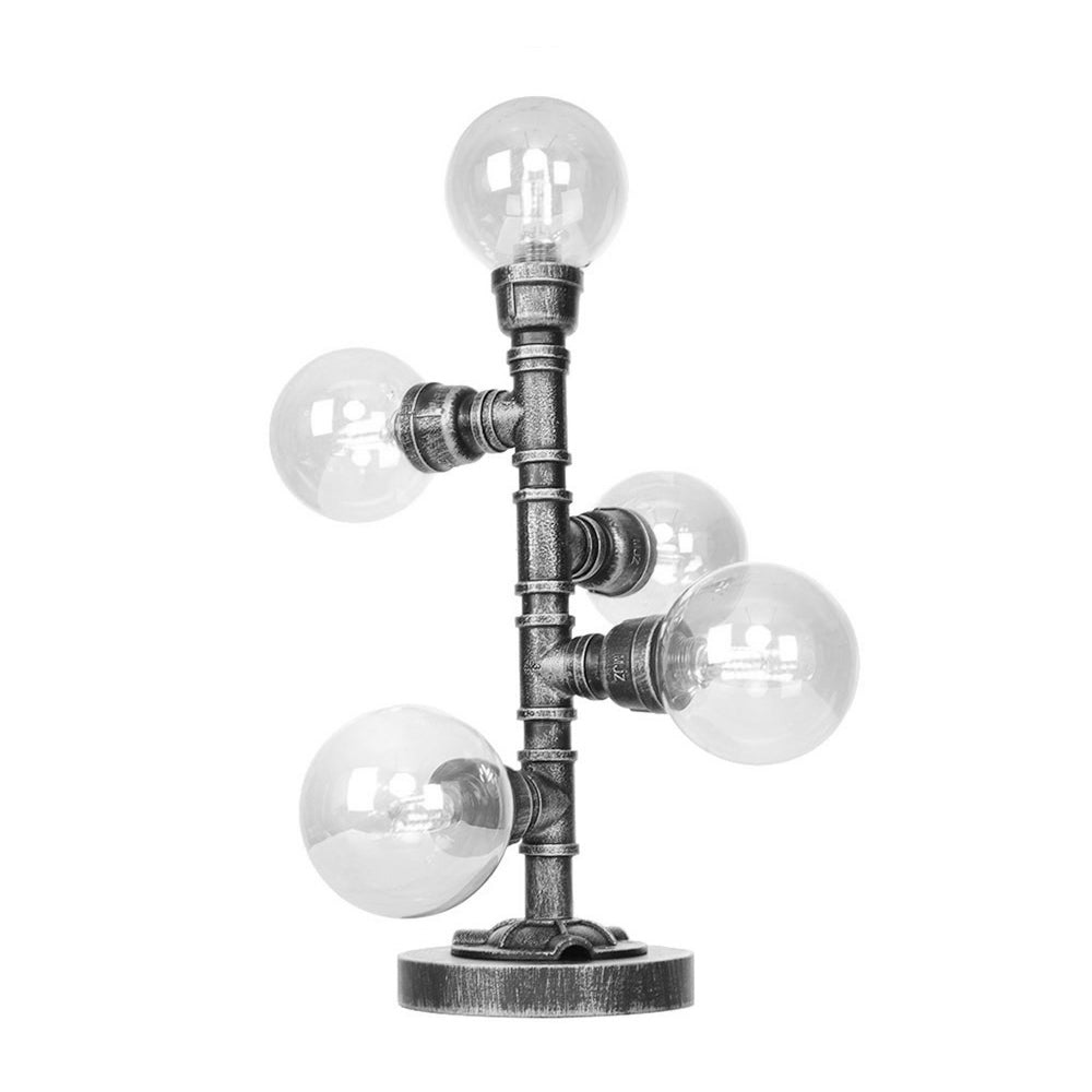 Antike Silber Globus Schirm Tischlampe Industriell Klar/Amber Glas 3/5-Licht Wohnzimmer Arbeitslampe