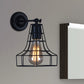 Frendorf | Schwarze Barrel/Geflanschte Käfig-Wandleuchte Industriedesign Metall 1 Kopf Wohnzimmer Rotierbare Wandmontage Licht