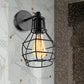 Frendorf | Schwarze Barrel/Geflanschte Käfig-Wandleuchte Industriedesign Metall 1 Kopf Wohnzimmer Rotierbare Wandmontage Licht