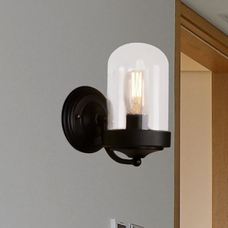 Frendorf | Kapsel Muurgemonteerde Verlichting 1/2 Gloeilamp Industrieel Zwart Helder Glas Verlichting voor Portiek