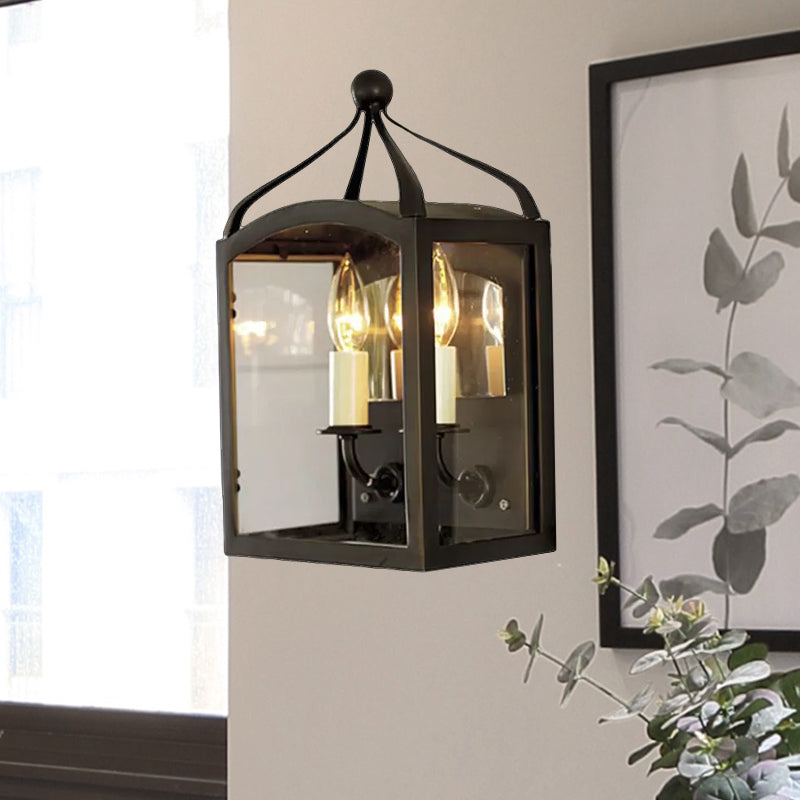 Frendorf | Alter Messing Kerzen Wandlampe mit Metallkäfigschirm 2 Lichter Vintage Wandlicht für Flur