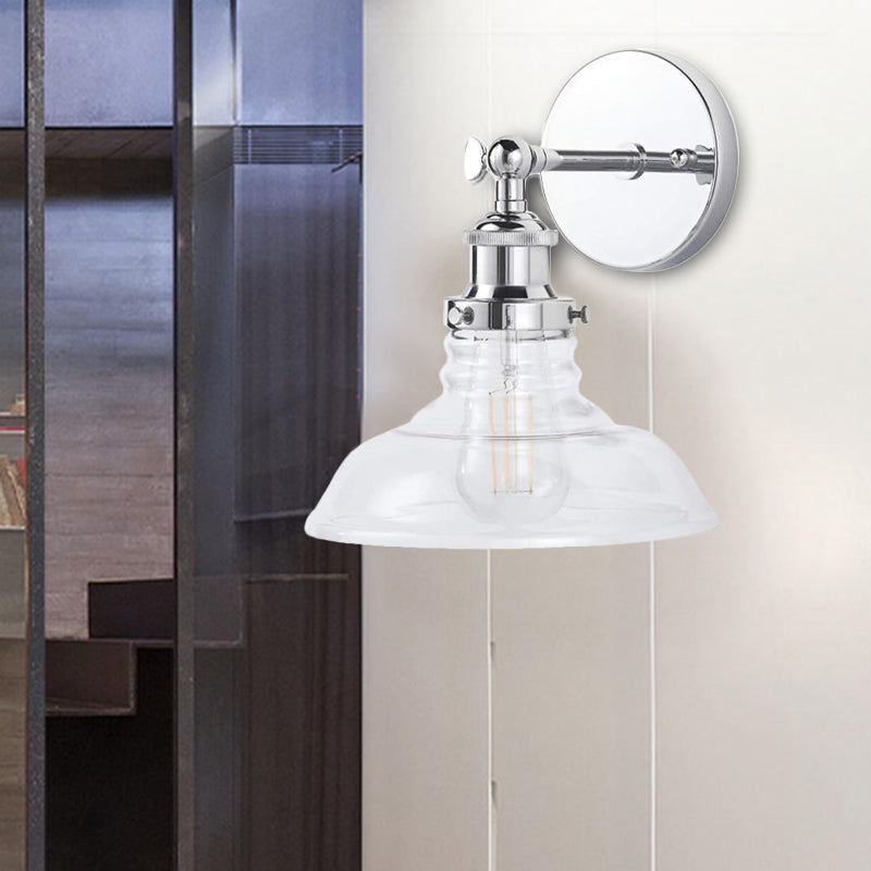 Frendorf | Klar Glas Chrom/Nickel Wandleuchte Scheune 1-Lampe Industrielle Wandlampe für die Küche