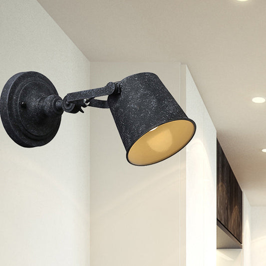 Frendorf | Gegoten ijzeren emmer wandlamp boerderij stijl 1 licht woonkamer wandlamp in antiek zwart