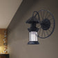 Frendorf | Zwarte/Bronzen Lantaarn Wandlamp Vintage Industrieel Metaal 1 Verlichting Restaurant Wandlamp met Wieldecoratie