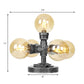 Klar/Amber Glas Globus Schirm Task Beleuchtung Industriell 4/5-Licht Studienraum Schreibtischlampe in Antik Silber