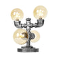Klar/Amber Glas Globus Schirm Task Beleuchtung Industriell 4/5-Licht Studienraum Schreibtischlampe in Antik Silber