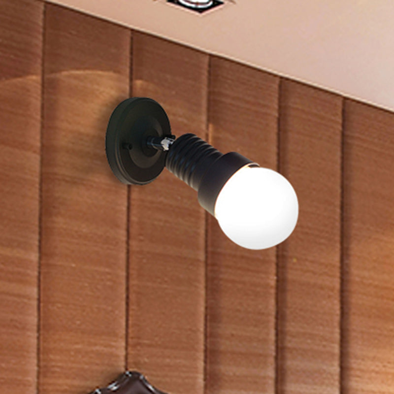 Frendorf | Schwarz/Weiß Mini Wandleuchte Sconce Industriestil Metallisch 1 Licht Schlafzimmer drehbare Wandmontageleuchte mit freiliegender Glühbirne