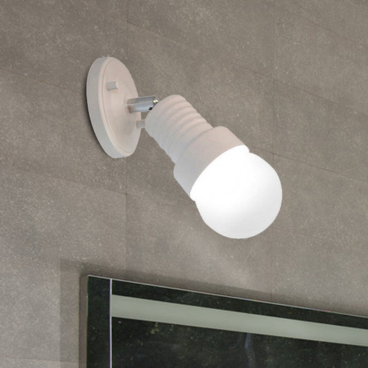 Frendorf | Schwarz/Weiß Mini Wandleuchte Sconce Industriestil Metallisch 1 Licht Schlafzimmer drehbare Wandmontageleuchte mit freiliegender Glühbirne
