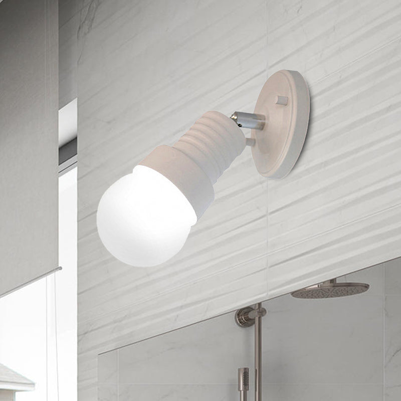 Frendorf | Schwarz/Weiß Mini Wandleuchte Sconce Industriestil Metallisch 1 Licht Schlafzimmer drehbare Wandmontageleuchte mit freiliegender Glühbirne