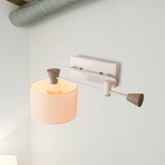 Frendorf | Stof Drum Schaduw Wandmontage Licht Industrieel Loft 1 Licht Slaapkamer Verstelbare Wandverlichting in Wit