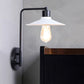 Frendorf | Schwarz/Weiß Flare Wandlampe Vintage Rustik Eisen 1 Glühbirne Wohnzimmer Wandlicht mit Winkelarm