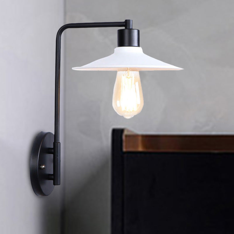 Frendorf | Schwarz/Weiß Flare Wandlampe Vintage Rustik Eisen 1 Glühbirne Wohnzimmer Wandlicht mit Winkelarm