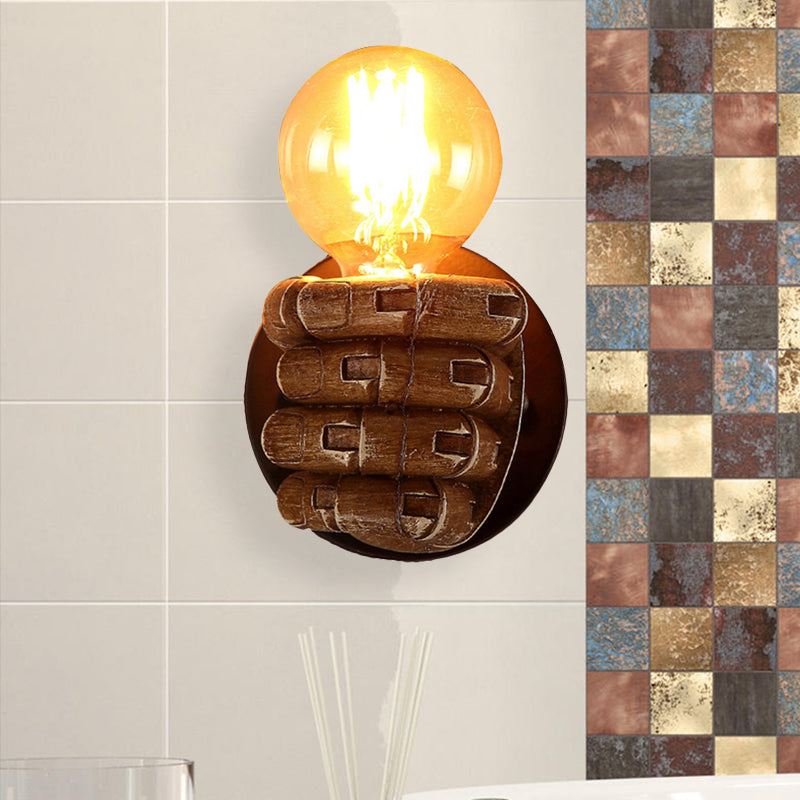 Frendorf | 1 Kopf Wandlampe mit Rechts/Links Hand Schirm Holz Industriellen Stil Wohnzimmer Wandleuchte in Braun