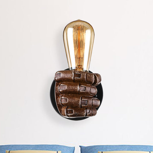 Frendorf | 1 Kopf Wandlampe mit Rechts/Links Hand Schirm Holz Industriellen Stil Wohnzimmer Wandleuchte in Braun