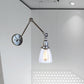 Frendorf | Tapered Bijzet Wandlamp Antiek Helder Glas 1 Licht Zwart/Zilver/Messing Wandlamp met Swingarm